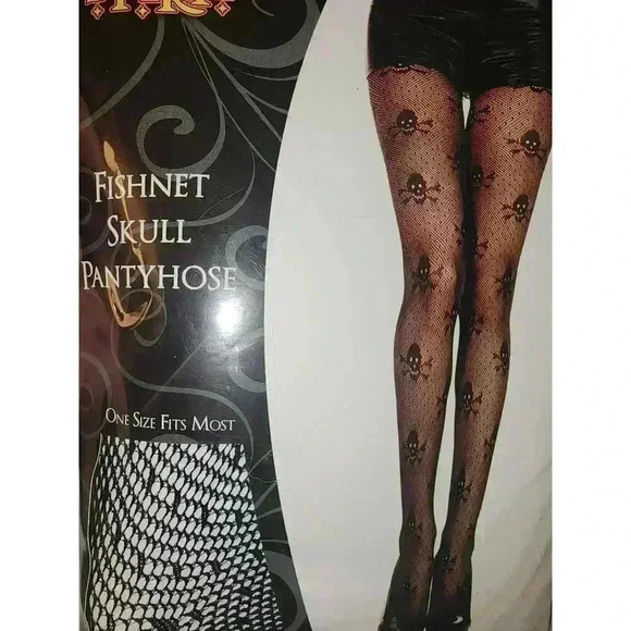 Spirit Halloween Accessories - Fishnet Skull Pantyhose